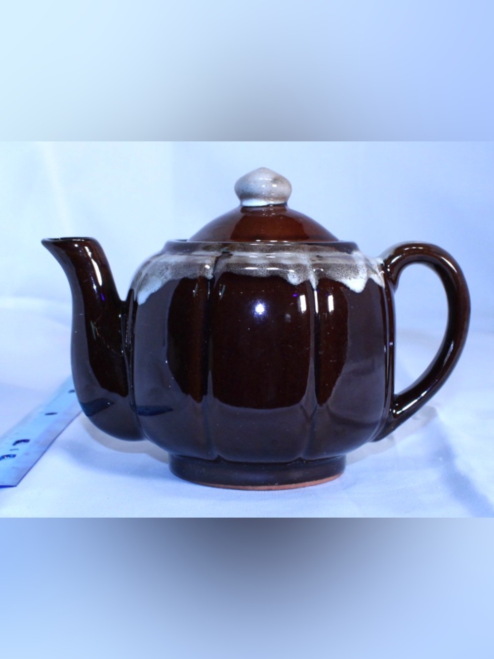Vintage Drip Glaze Ceramic Teapot with Matching Lid